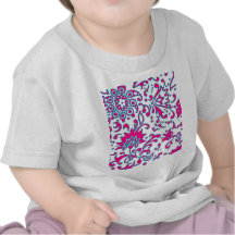 Modern blom- Retro vit för mönsterrosablått T Shirt