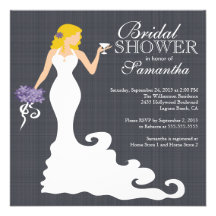 Modern Blonde Bride Wine Bridal Shower Invitations