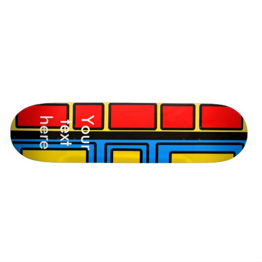 Modern gult och röda rektanglar på blått anpassad skate board