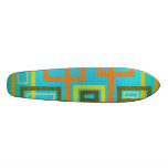 Modern orangegult kvadrerar på blåttbakgrund skateboard decks