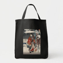 Modern version av sagan av Genji i snöplats Tote Bags