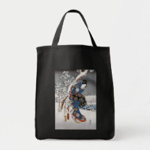 Modern version av sagan av Genji i snöplats Tote Bags
