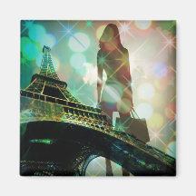 moderna eleganta paris sparkles silhouettemode kylskåpmagneter