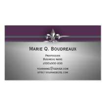 Moderna gråa Aubergine Fleur de Lis Visitkort Mall
