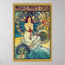 Monaco Monte - carlo (guld) Affisch
