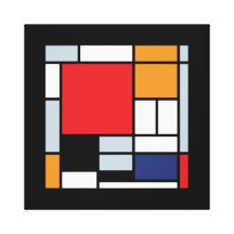 Mondrian - sammansättning med det stora röda flygp sträckta kanvas tryck