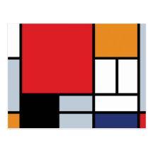 Mondrian - sammansättning med det stora röda flygp vykort
