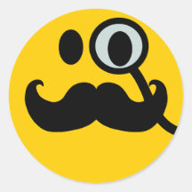 Monocle- & mustaschSmiley (anpassadebackgrnd) Rund Klistermärke