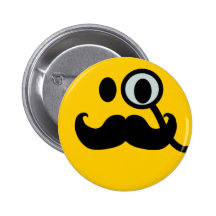 Monocle- & mustaschSmiley (anpassadebackgrnd) Knappar Med Nål