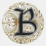 Monogram "B" i guld - klistermärke