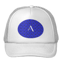 Monogram blue skulls pattern trucker hats