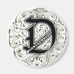 Monogram` D' i grå färg - magnet Kylskåpsnagnet
