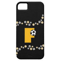 Monogram för brev F i fotbollguld iPhone 5 Case-Mate Cases