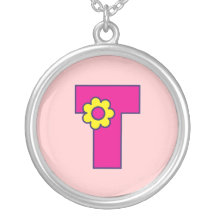 Monogram för brev T i Flores rosor Hängsmycken