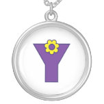 Monogram för brev Y i Flores lilor Skräddarsydda Halsband