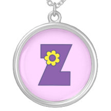 Monogram för brev Z i Flores lilor Personliga Halsband