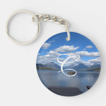Monogram för glaciärnationalparkfotografi keychains
