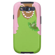 Monogram för grönt för kvinnoföreninglivrosor galaxy s3 fodraler