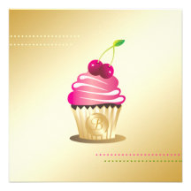 Monogram för paradis 311-Cupcake Kort För Inbjudningar