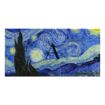 Monogram för Starry natt Foto Kort