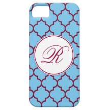 Monogram för vin- och silverblåttQuatrefoil mönste iPhone 5 Skydd