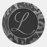 Monogram L silver och damastast bröllop för svart  Klistermärke