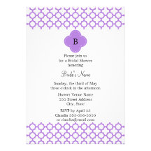 Monogram Lavender Quatrefoil Pattern Announcement