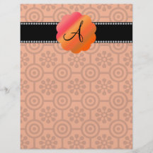 Monogram orange retro flowers and circles custom flyer