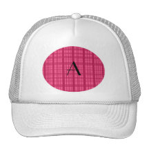 Monogram pink plaid trucker hat