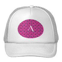 Monogram pink skulls pattern mesh hats