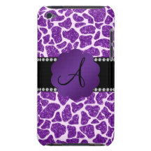 Monogram purple glitter giraffe print iPod touch Case-Mate case