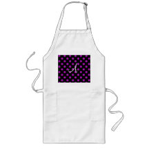 Monogram purple glitter polka dots aprons