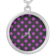 Monogram purple glitter polka dots pendants