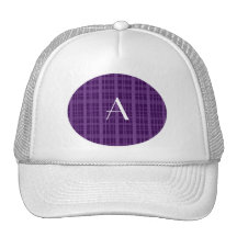 Monogram purple plaid trucker hat