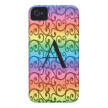 Monogram rainbow swirls iPhone 4 cover