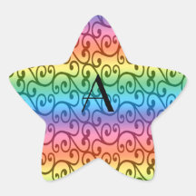 Monogram rainbow swirls sticker