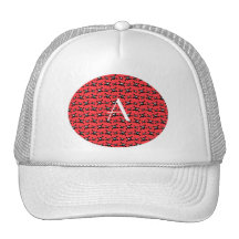 Monogram red skulls pattern trucker hat