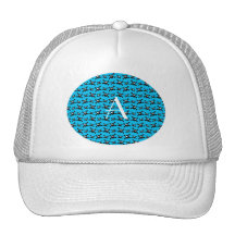 Monogram sky blue skulls pattern trucker hat