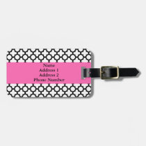 Monogram svartvita Quatrefoil luggage tags