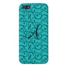 Monogram turquoise swirls iPhone 5 cover
