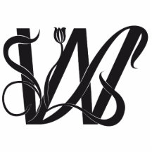 MONOGRAM W MED BLOMMASVART PHOTO CUTOUT