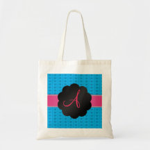 Monogramblåtthjärtor och pricker tote bag
