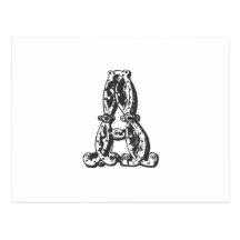 Monogrambrev A i svart Vykort