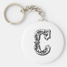 Monogrambrev C i svart Nyckel Ringar