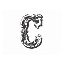Monogrambrev C i svart Vykort