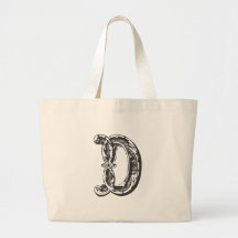 Monogrambrev D i svart Tote Bags
