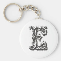 Monogrambrev E i svart Nyckel Ring
