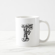 Monogrambrev F i svart Kaffe Mugg