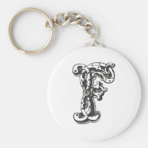 Monogrambrev F i svart Nyckelring