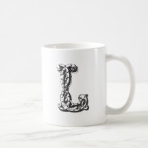Monogrambrev L i svart Mugg